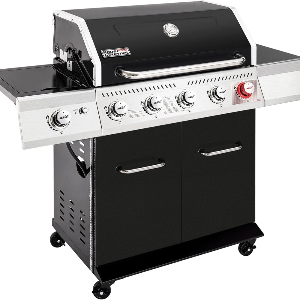 Royal Gourmet GA5404H 5-Burner Propane Gas Grill with Side Burner & Warming Rack, Outdoor BBQ Grill with 64,000 BTUs Output & 738 Sq. in. Cooking Area for Outdoor Barbecue, Black