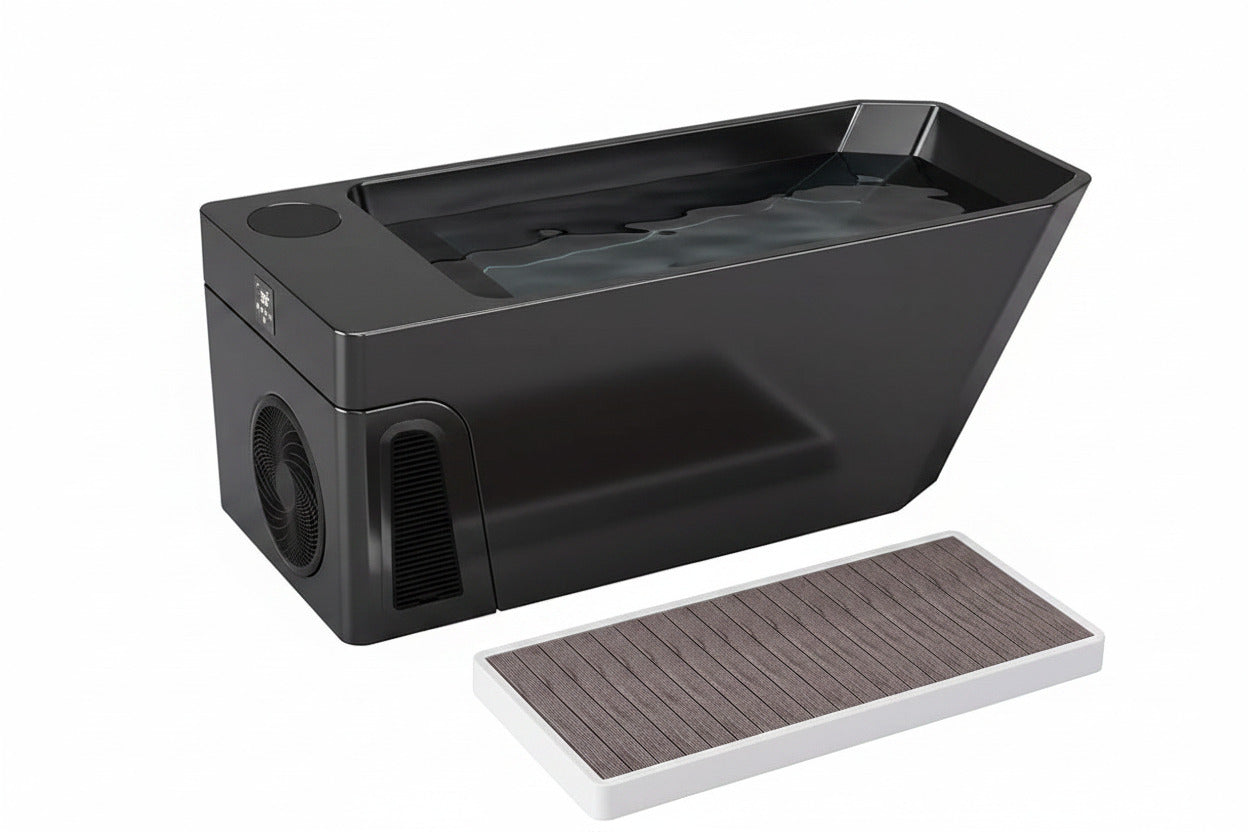Deeptime Smart Cold Plunge Tub with Basin, Built-in Chiller (Down to 38 °F) – Smartphone Controlled, Whisper-Quiet, Spacious Design for Full-Body Recovery & Cold Therapy,Black