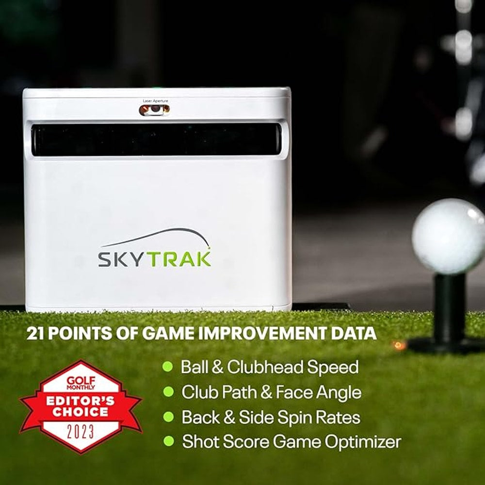 SkyTrak+ Launch Monitor and Golf Simulator - Tour-Level Golf Analysis with Dual Doppler Radar, Enhanced Camera, Real-time Gameplay Simulation, Wi-Fi, USB-C Charging