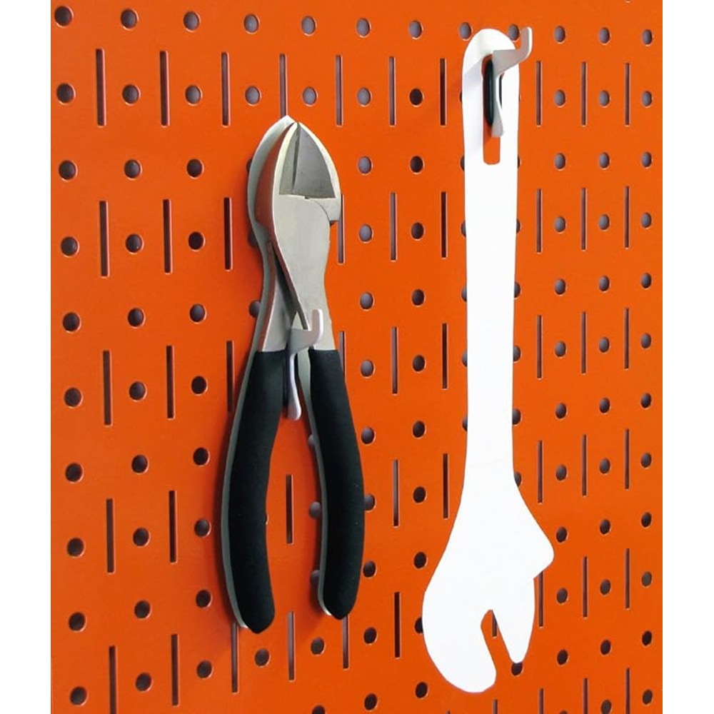 Wall Control 4 ft Metal Pegboard Standard Tool Storage Kit with Orange Toolboard and Black Accessories