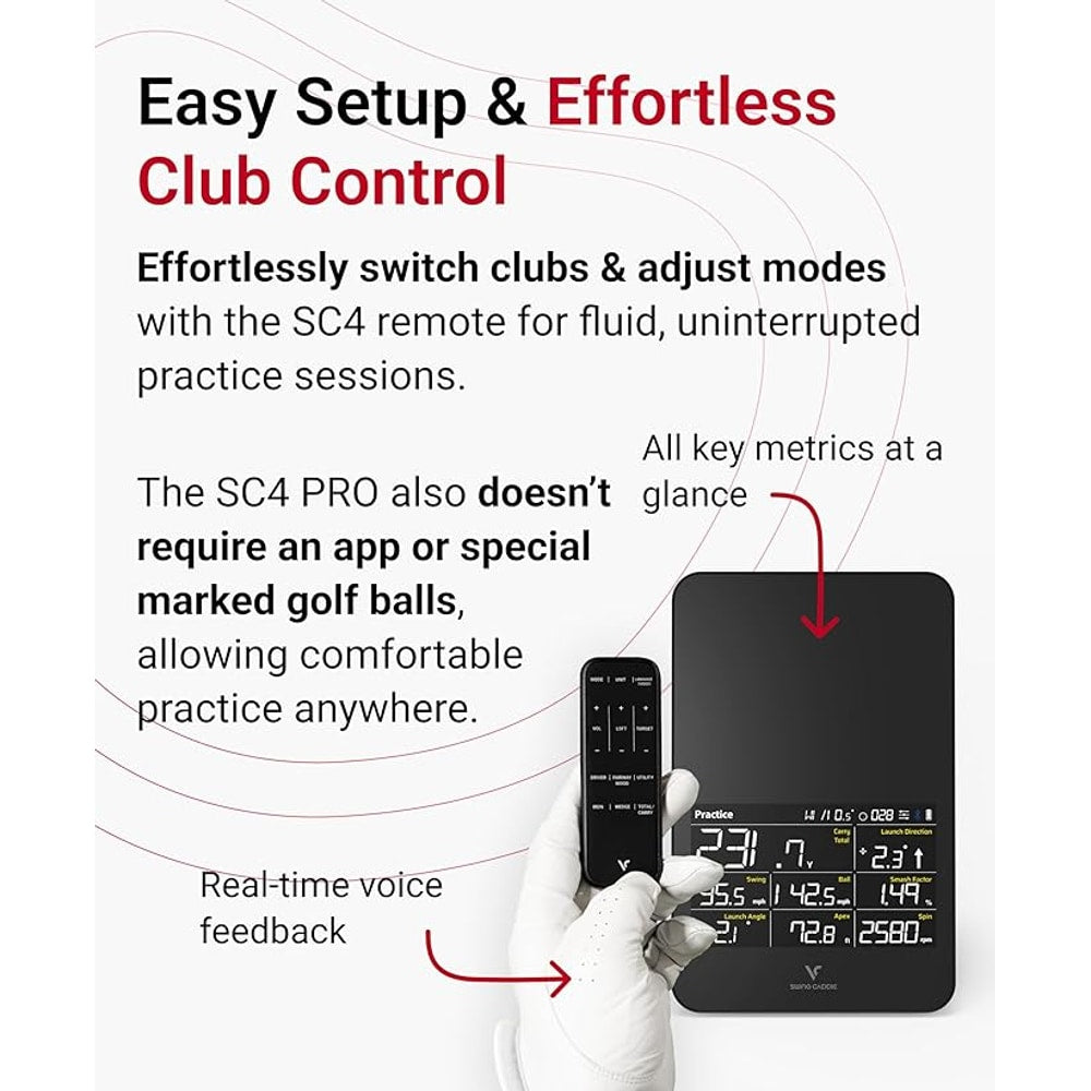 Voice Caddie SC4 PRO Golf Launch Monitor & 3D Driving Range Simulator for Indoor and Outdoor Use | Portable Golf Swing Analyzer & Tracker with Built-in Screen | No Fees