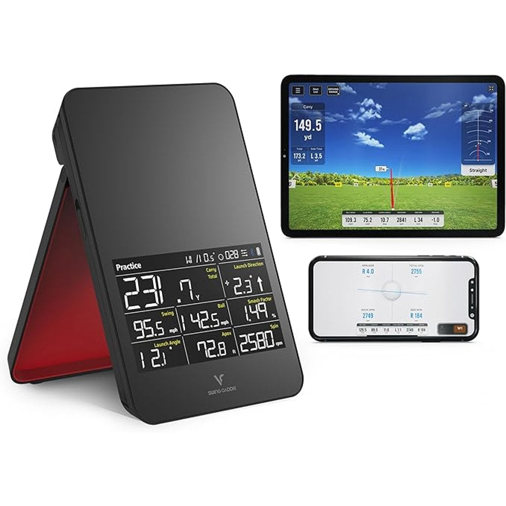 Voice Caddie SC4 PRO Golf Launch Monitor & 3D Driving Range Simulator for Indoor and Outdoor Use | Portable Golf Swing Analyzer & Tracker with Built-in Screen | No Fees