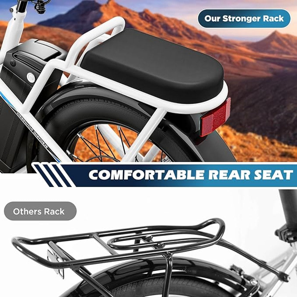 Caroma Electric Scooter with Seat, 48V Removable Battery E-Bike, Up to 30Miles&20MPH, 500/800/1200W Motor, 20" Fat Tire Adult Electric Bicycles for Commuting with Basket