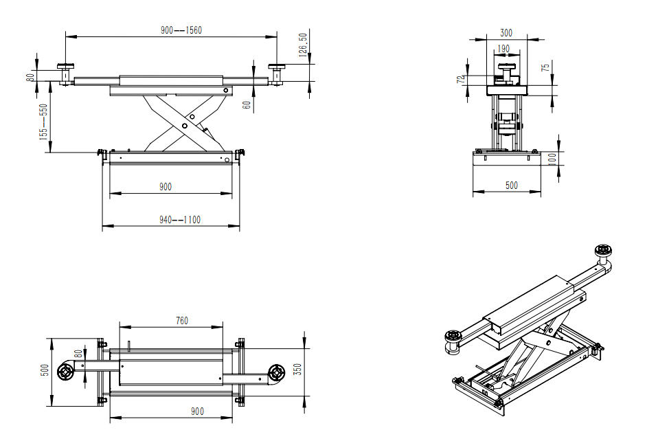 Katool KT-4H150 15,000 lb Heavy-Duty 4-Post Alignment Lift with Rolling Jack