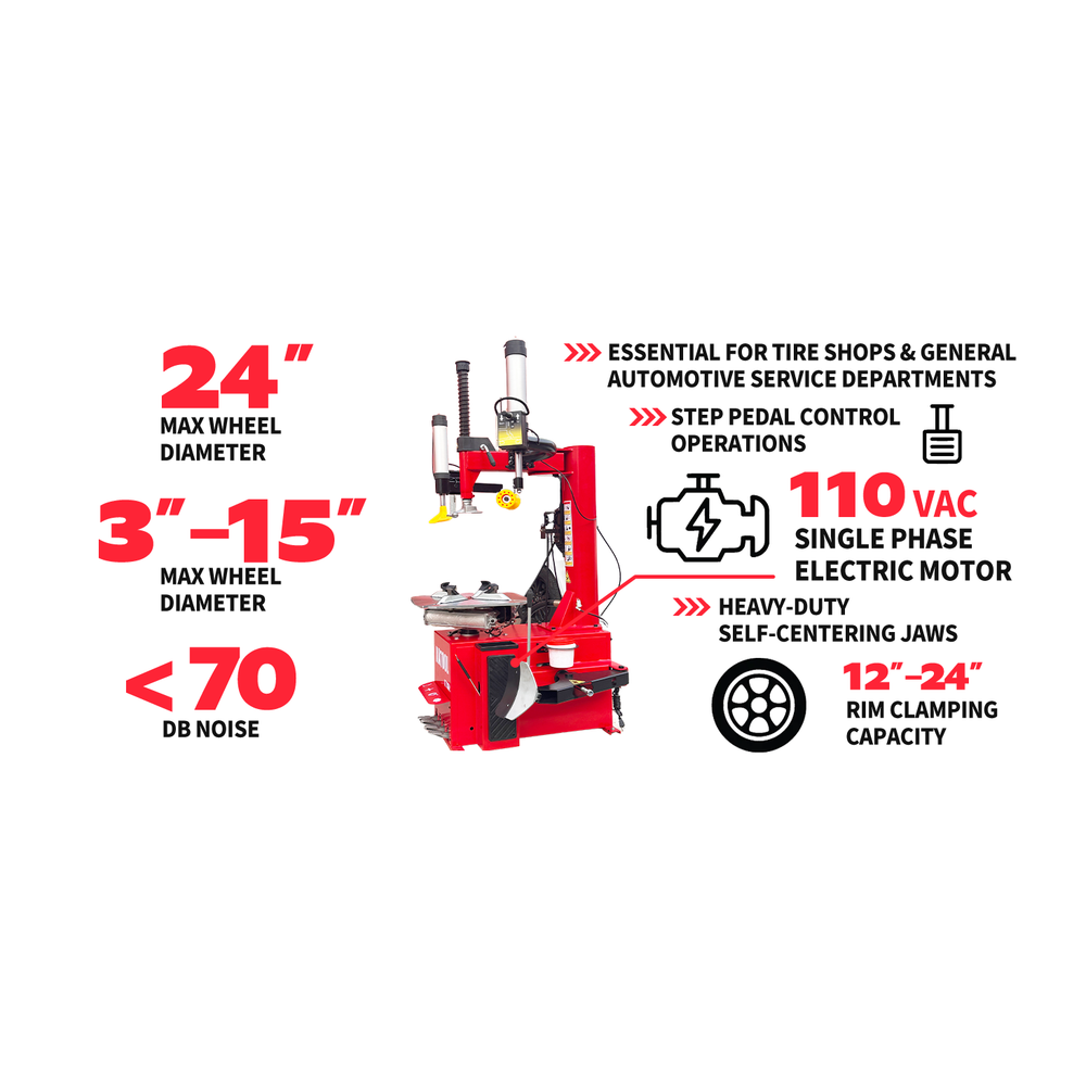 Katool KT-T830 Light Duty Assist Arm Tire Changer 12"-24" Rims