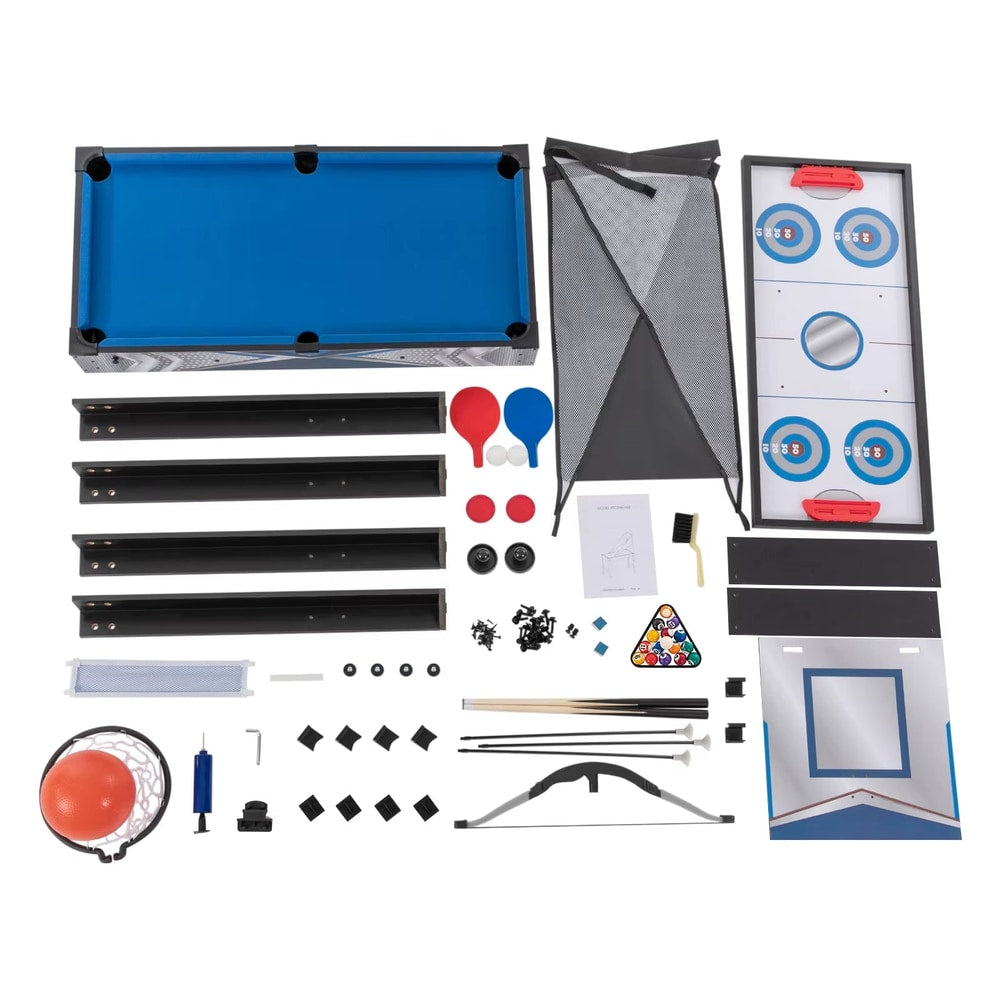 Multi Game Table, Combo Game Table W/Foosball, Air Hockey, Pool, Table Tennis, Basketball, Chess, Checkers, Bowling