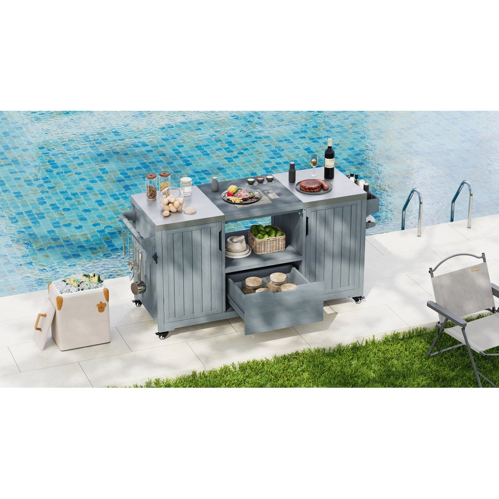 K&K 66.5" Outdoor Kitchen Island for Big Green Egg Grills
