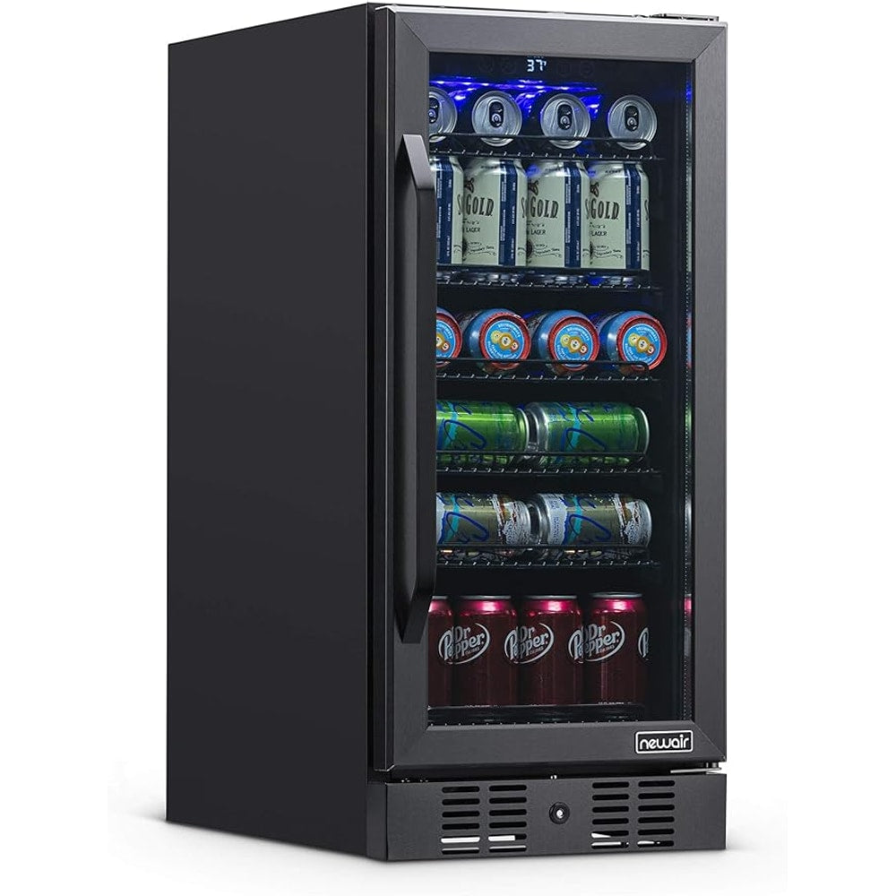 Newair 24" Wine and Beverage Refrigerator 20 Bottle and 70 Can Capacity, Built-in or Freestanding Cooler, Dual Zone Fridge in Stainless Steel with Splitshelf