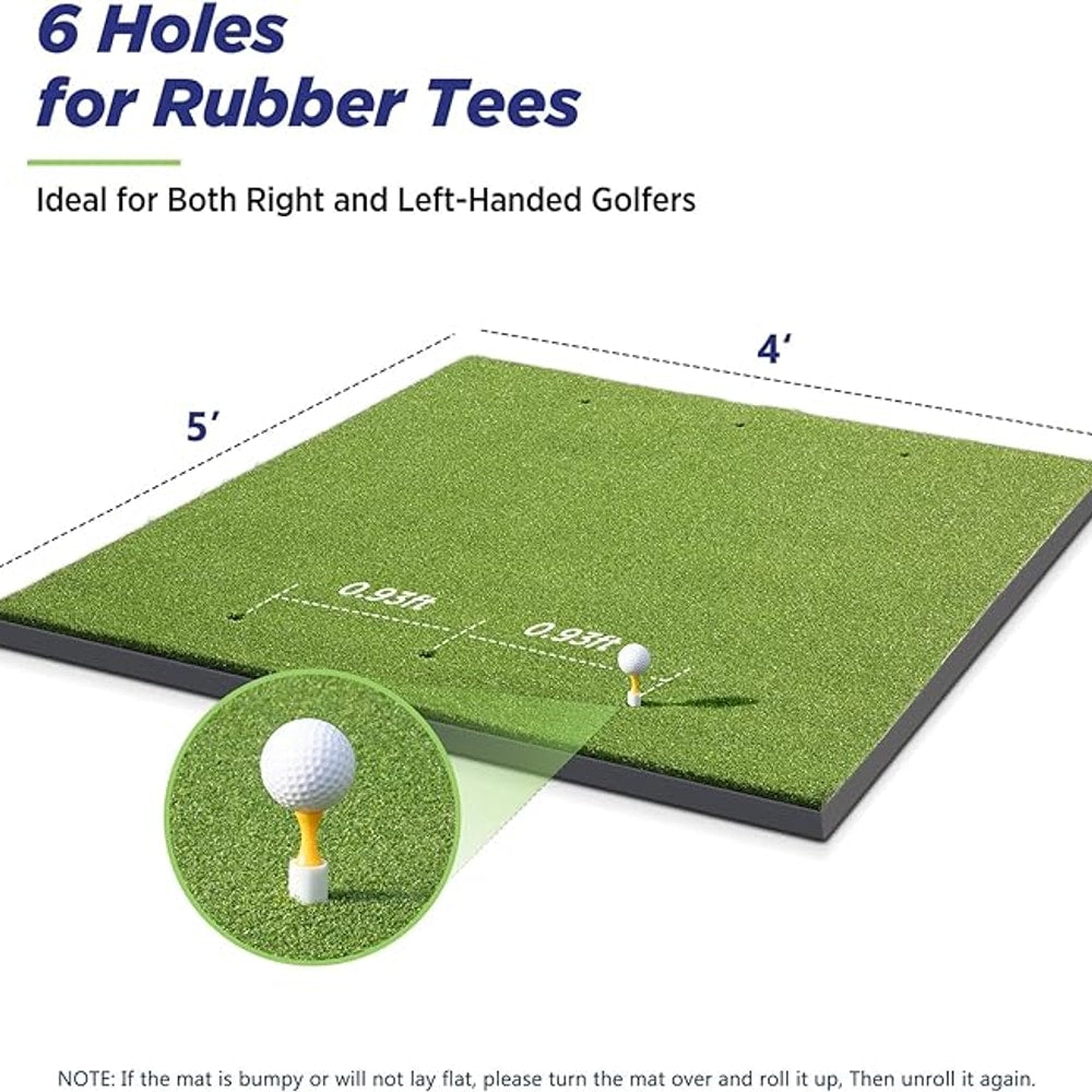 Golfguru Golf Mat, 5x4ft/5x5ft Dense Elite Golf Hitting Mats Practice with 10 Balls, 9 Tees, Heavy Duty Artificial Hitting Training Matt for Backyard Driving Chipping Indoor Outdoor Simulators
