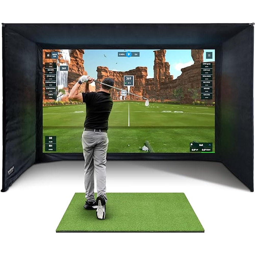 Golf Simulator Enclosure with Impact Display Projection Screen, use with All Golf Launch Simulators and Monitors.