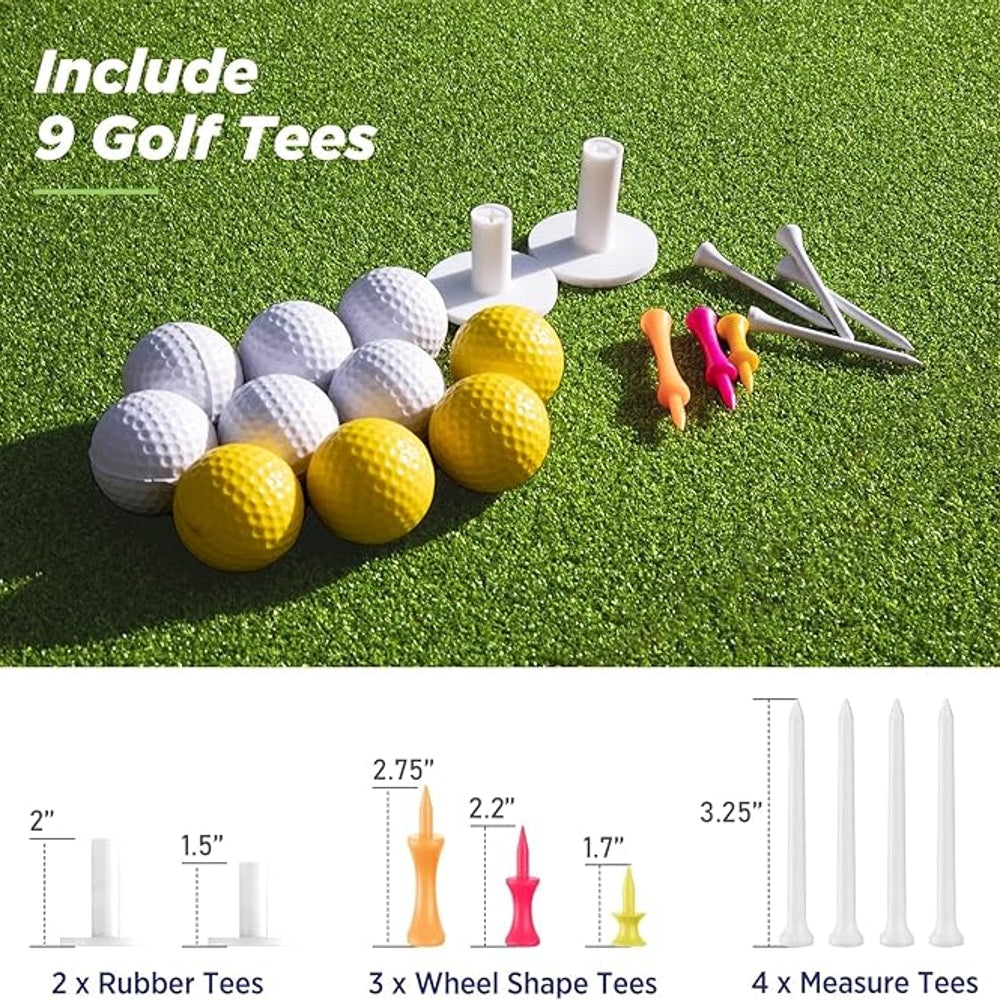 Golfguru Golf Mat, 5x4ft/5x5ft Dense Elite Golf Hitting Mats Practice with 10 Balls, 9 Tees, Heavy Duty Artificial Hitting Training Matt for Backyard Driving Chipping Indoor Outdoor Simulators