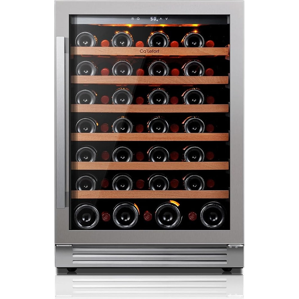 Ca'Lefort 24 Inch Wine Fridge, 54 Bottle Wine Cooler Refrigerator, 40-65°F Wine Refrigerator Glass Door, 3 LED Wine Fridge, Built-in or Freestanding Wine Fridge for Home/Bar/Kitchen (5.65 cu.ft)