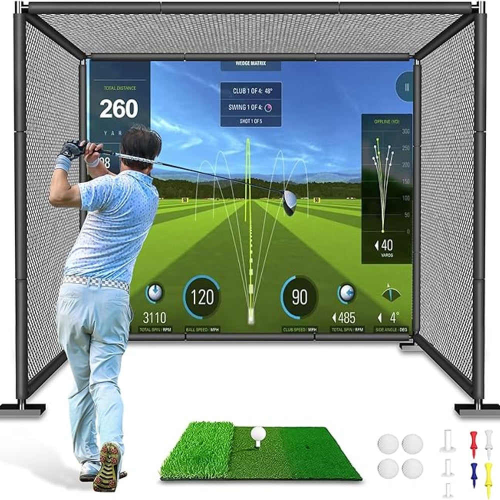 YUNIC Golf Driving Cage with Metal Frame - Choose Standard Hitting Target or Simulator Impact Screen