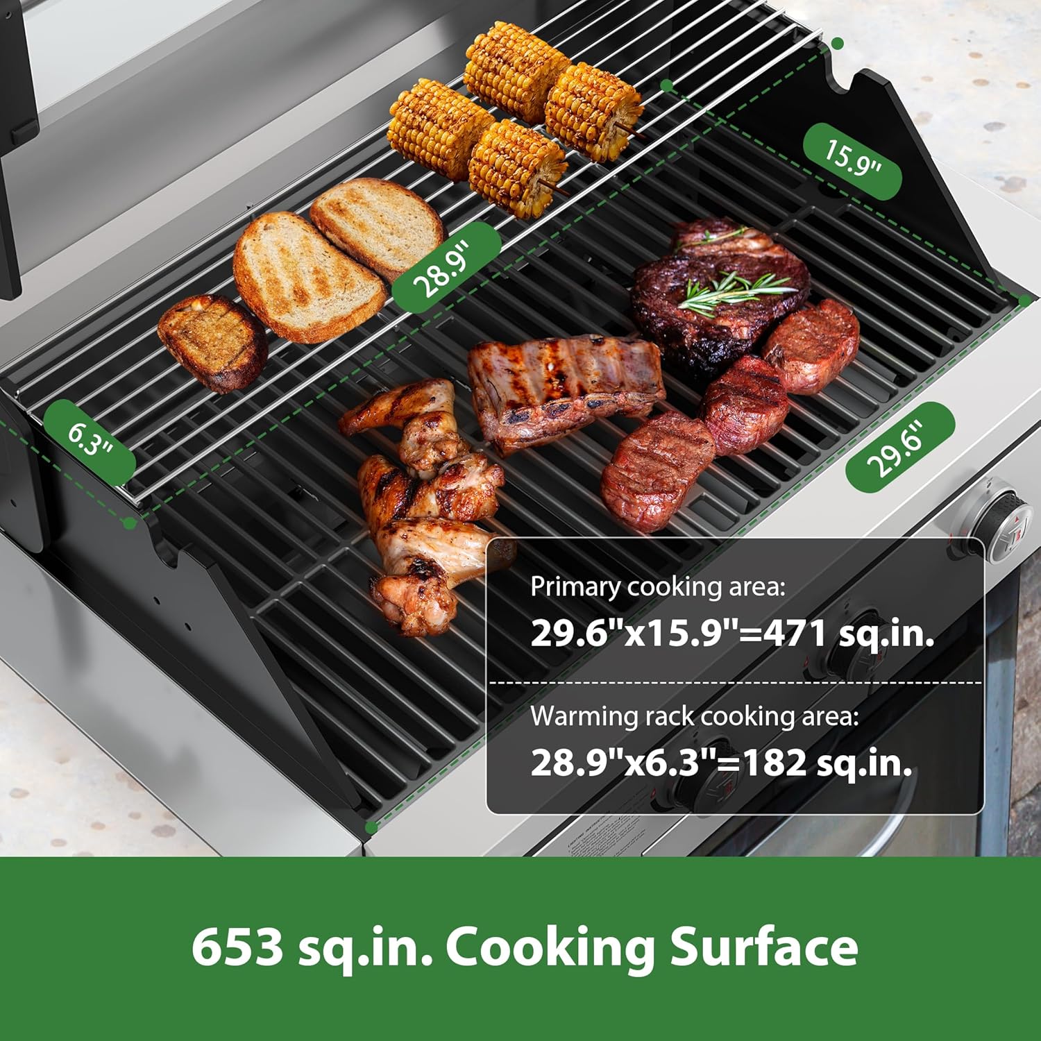 Brand-Man Gas Grill Built-In Head, 30-Inch 4-Burner Propane Grill, Natural Gas Convertible, Heavy Duty 304 Stainless Steel 40,000BTUs BBQ Island Outdoor Kitchen