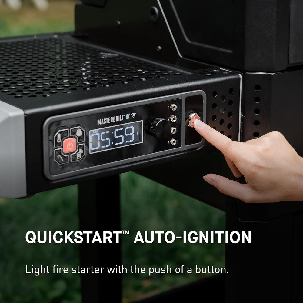 Masterbuilt AutoIgnite 545 Digital Charcoal Grill and Smoker Combo for Easy Grilling, Digital Control, App, Sear Plate, Mini Hopper and 545 BBQ Cooking Square In. in Black