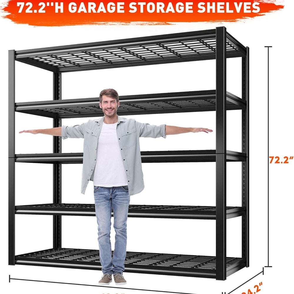 REIBII 48.2''W Garage Shelving Heavy Duty Metal Shelving 3000LBS Storage Shelves Adjustable Metal Shelves Industrial Garage Shelf for Warehouse Basement, 3 Pack