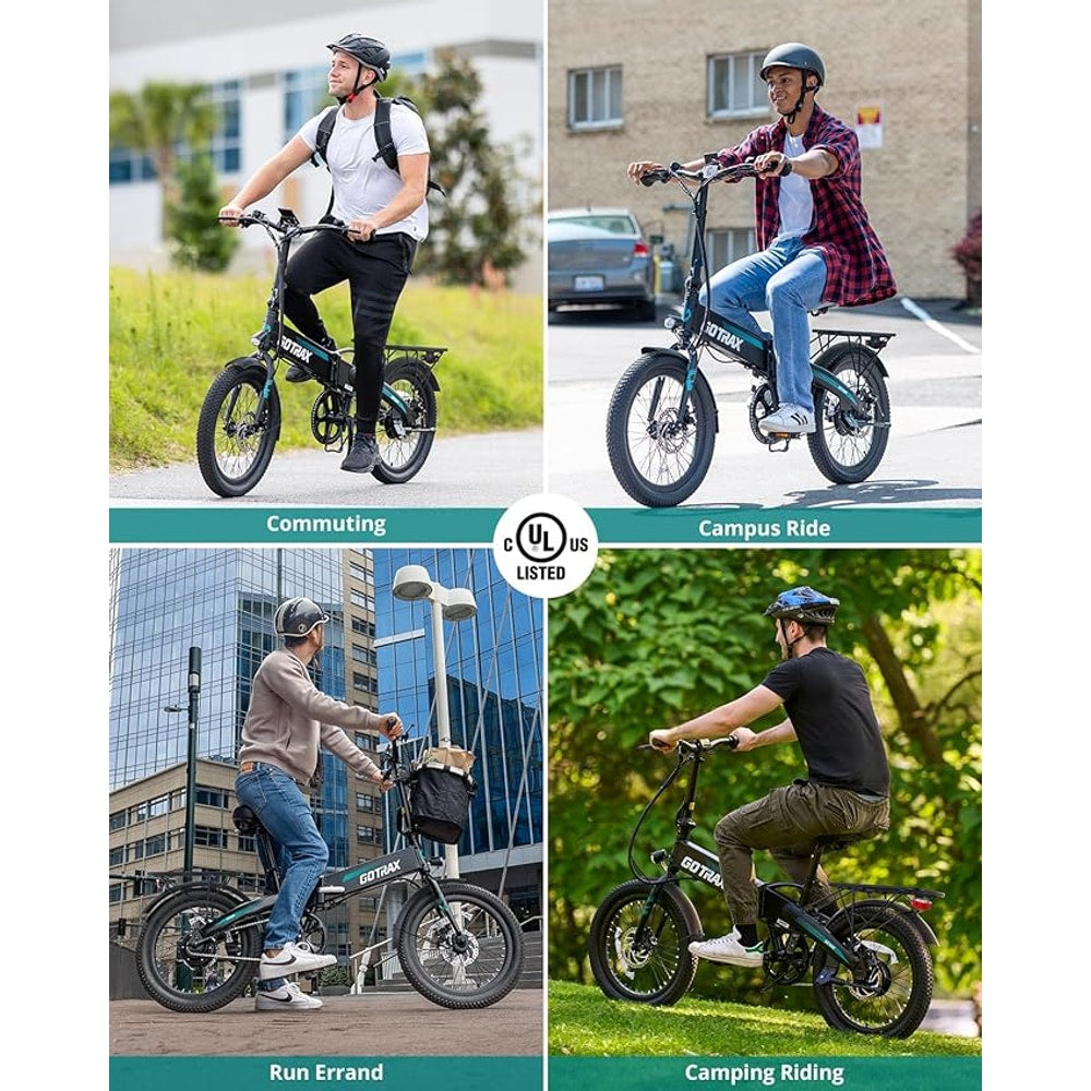 Gotrax 20" Folding Electric Bike with 40Miles (Pedal-assist1) by 48V Battery, 20Mph Power by Peak 500W, Adult Electric Bicycle with 5 Pedal-Assist Levels& LCD Display, Suitable for Commuting