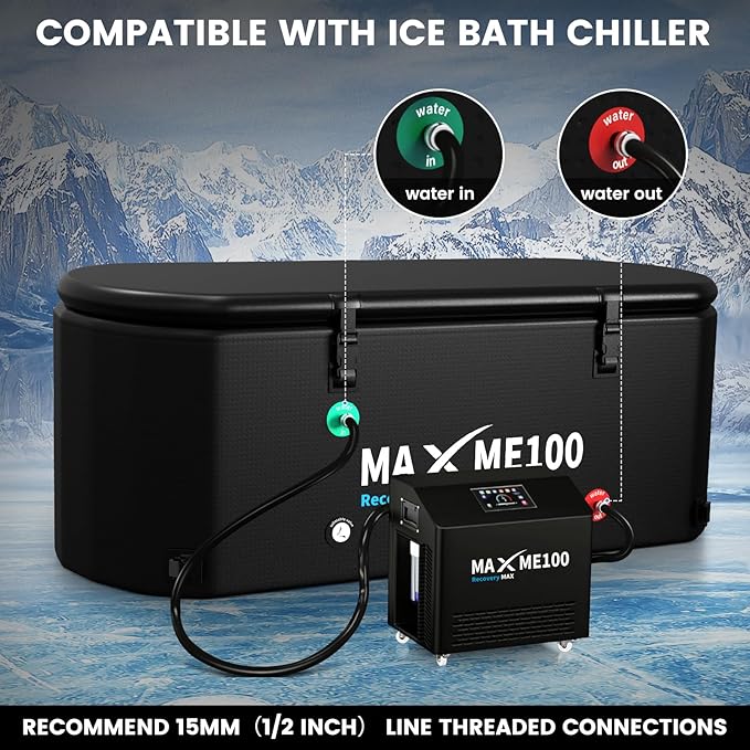 MAXME100® Ice Bath Cold Tub For Athletes, XXL Ice Plunge Tub, Cold Plunge Tube With Step, Water Chiller Compatible, Portable, Inflatable, Outdoor, Indoor (Recovery)