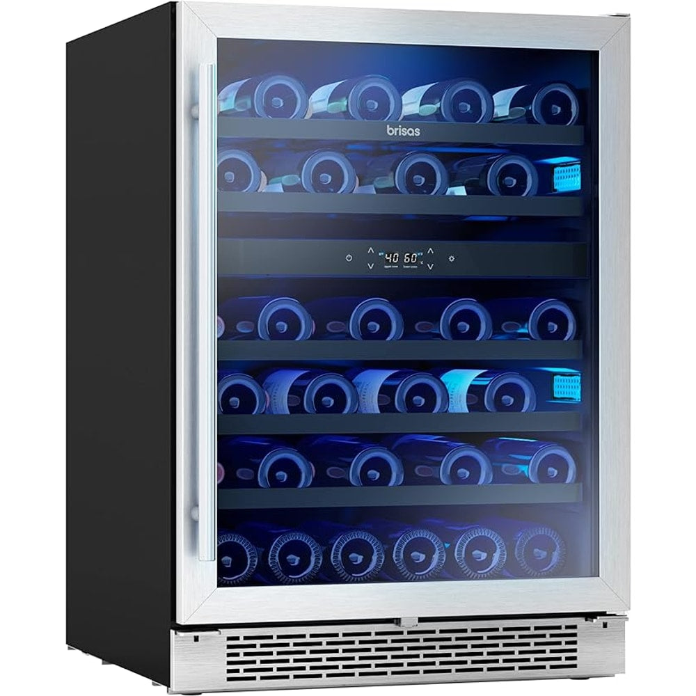 Zephyr BWN24C02AG Brisas 24 Inch Wide 46 Bottle Capacity Built-In or Freestanding Wine Cooler with Dual-Pane Door - Stainless Steel
