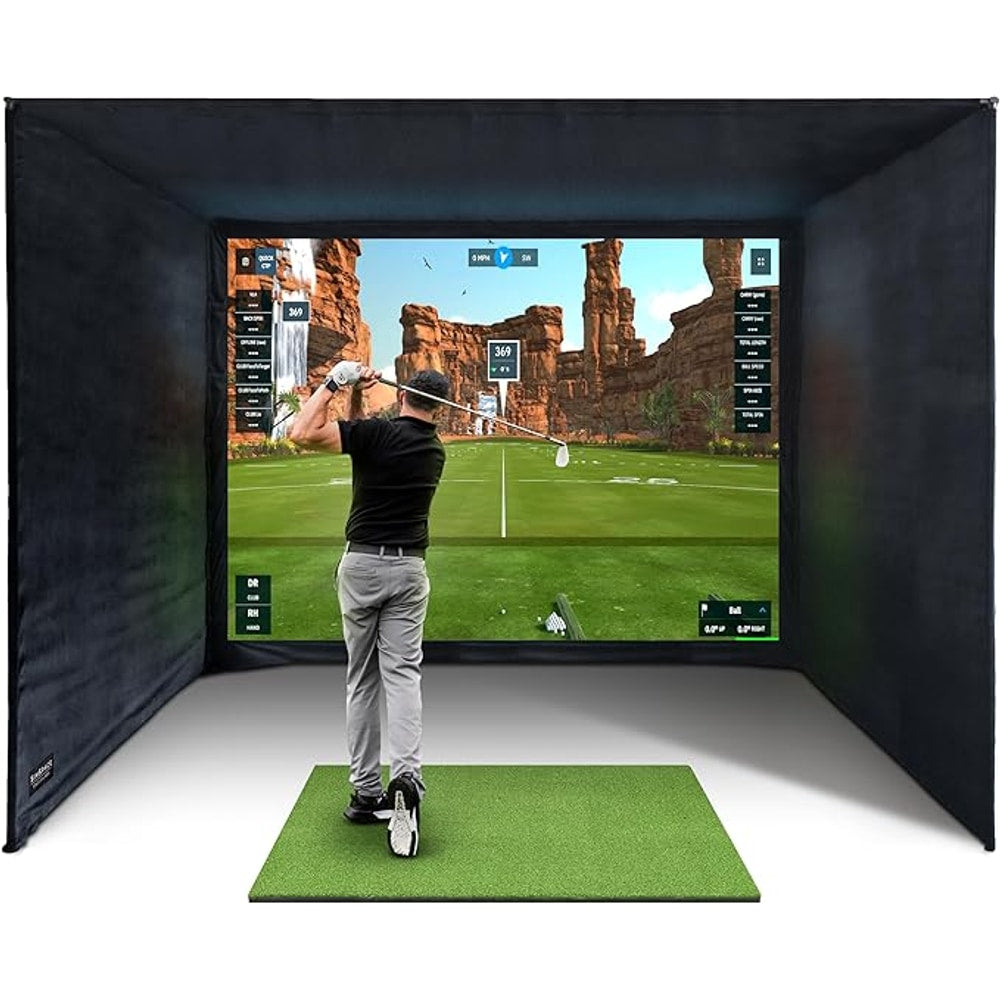 Golf Simulator Enclosure with Impact Display Projection Screen, use with All Golf Launch Simulators and Monitors.