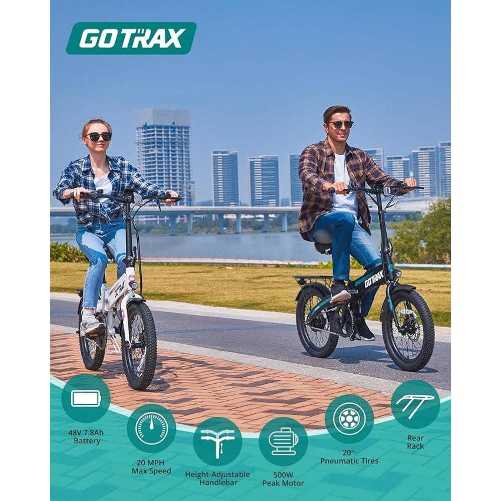 Gotrax 20" Folding Electric Bike with 40Miles (Pedal-assist1) by 48V Battery, 20Mph Power by Peak 500W, Adult Electric Bicycle with 5 Pedal-Assist Levels& LCD Display, Suitable for Commuting