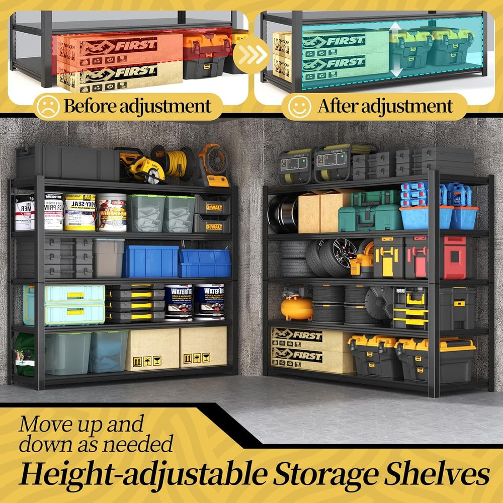 47.8" W Heavy Duty Garage Shelving 3000LBS Storage Shelves, Adjustable 5-Tier Storage Rack, Metal Shelves for Garage/Warehouse/Basement, 47.8" W x 19.8" D x 72" H, 3 Pack