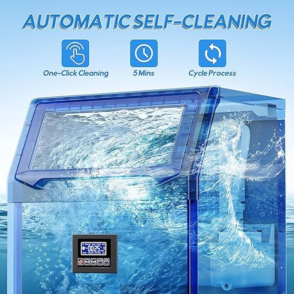 Commercial Ice Maker Machine 400LBS/24H with 125LBS Large Ice Storage Bin, 126Pcs Clear Ice Cubes in 11Mins, Stainless Steel Under Counter Industrial Ice Machine for Bar, Restaurant Business
