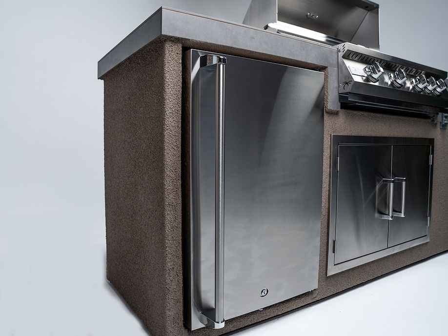 KoKoMo 7' Outdoor Kitchen Island with Grill – Built-In 32” Grill + Fridge