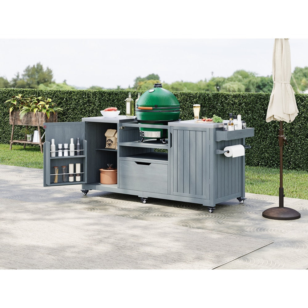 K&K 66.5" Outdoor Kitchen Island for Big Green Egg Grills