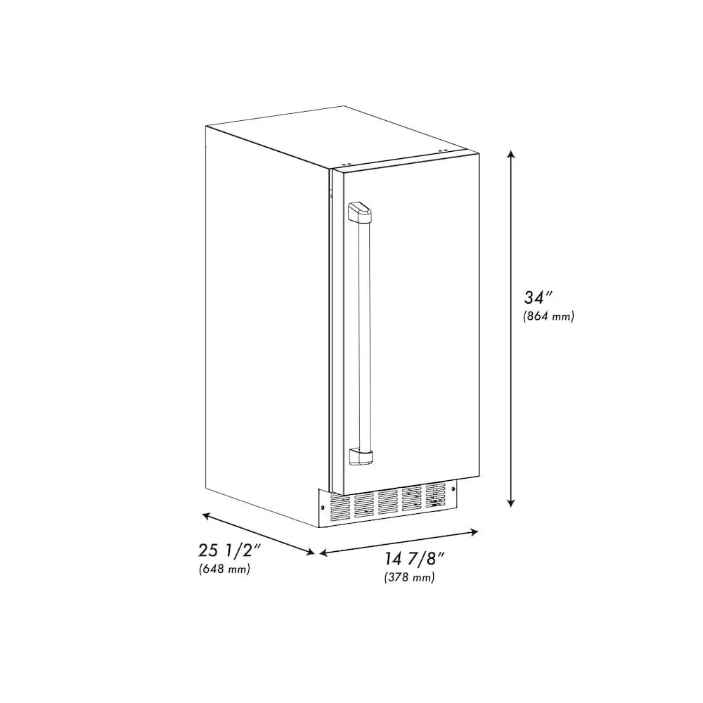 ZLINE 15" Touchstone Clear Cube Ice Maker Drain Pump Stainless Steel Champagne Bronze Door ICCDZ-ST-15-CB