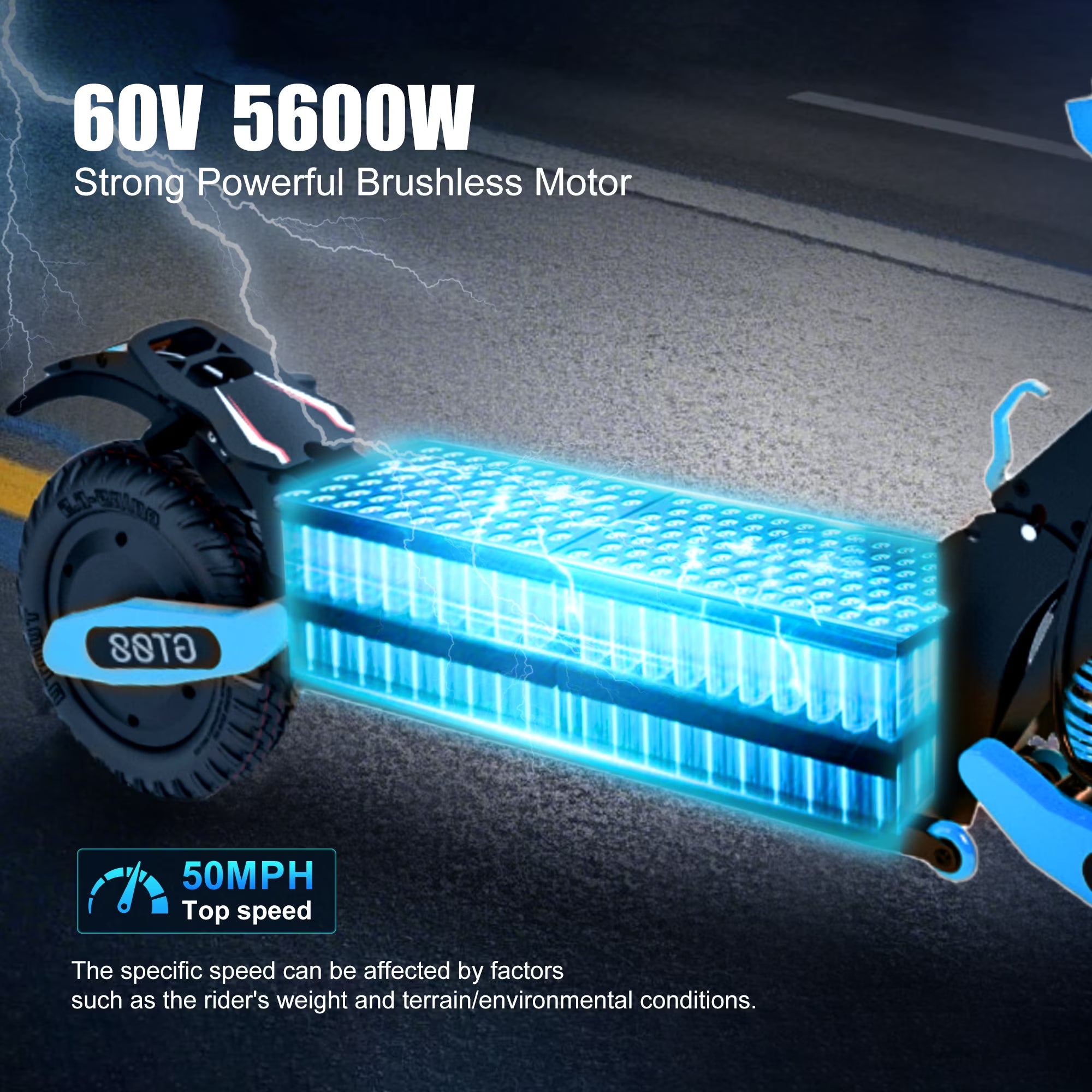 GT08 Electric Scooter for Adults,5600W Dual Motor Off-Road E-Scooter, 50 MPH Top Speed & 46 Miles Long Range, 11" Fat Tires Foldable Motorized Scooter, 60V 27AH UL2272