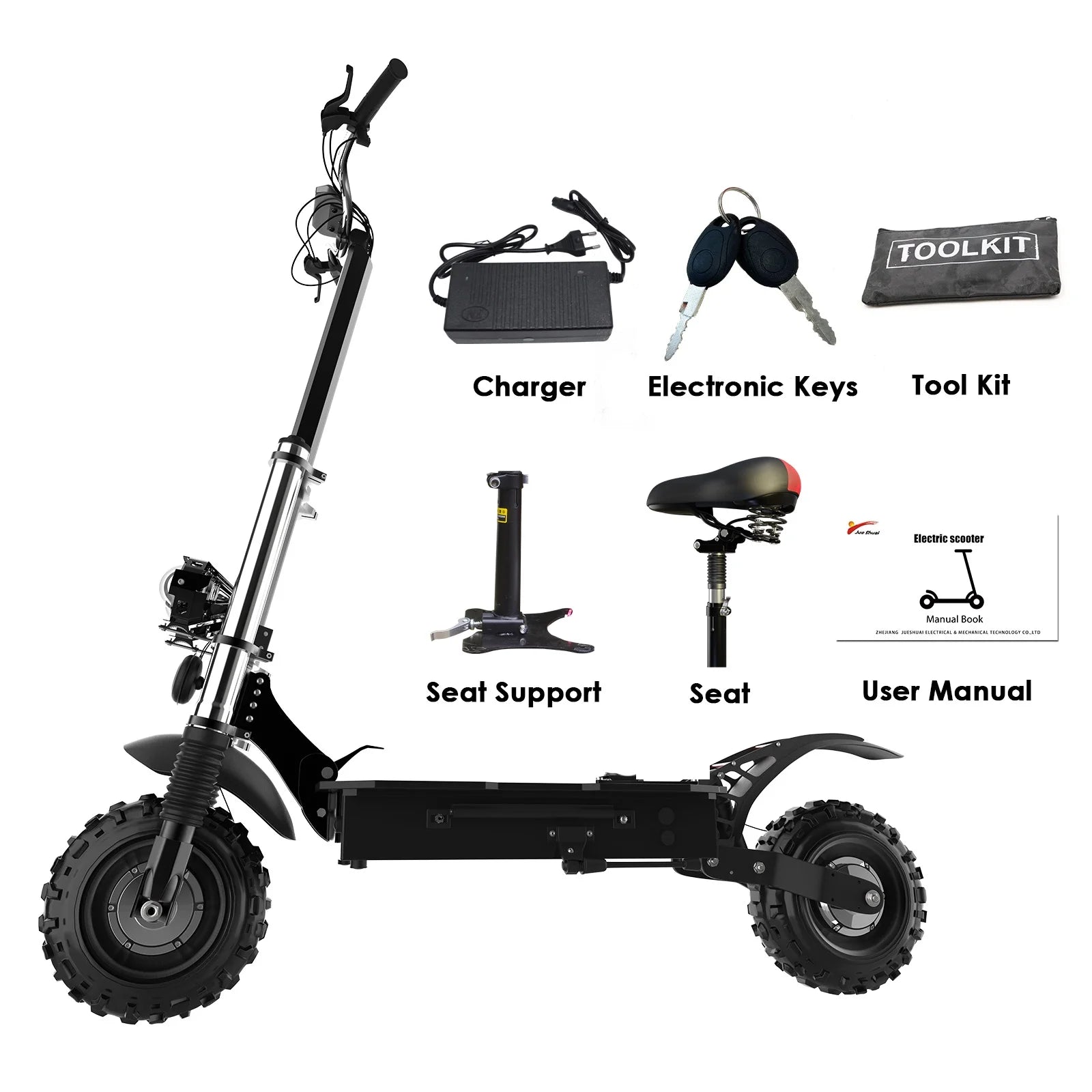 72V 6000W Electric Scooter Adults, up to 55 MPH, 11" Wheel Tubeless off Road Tire, Hydraulic Suspension, Foldable Escooter with Seat