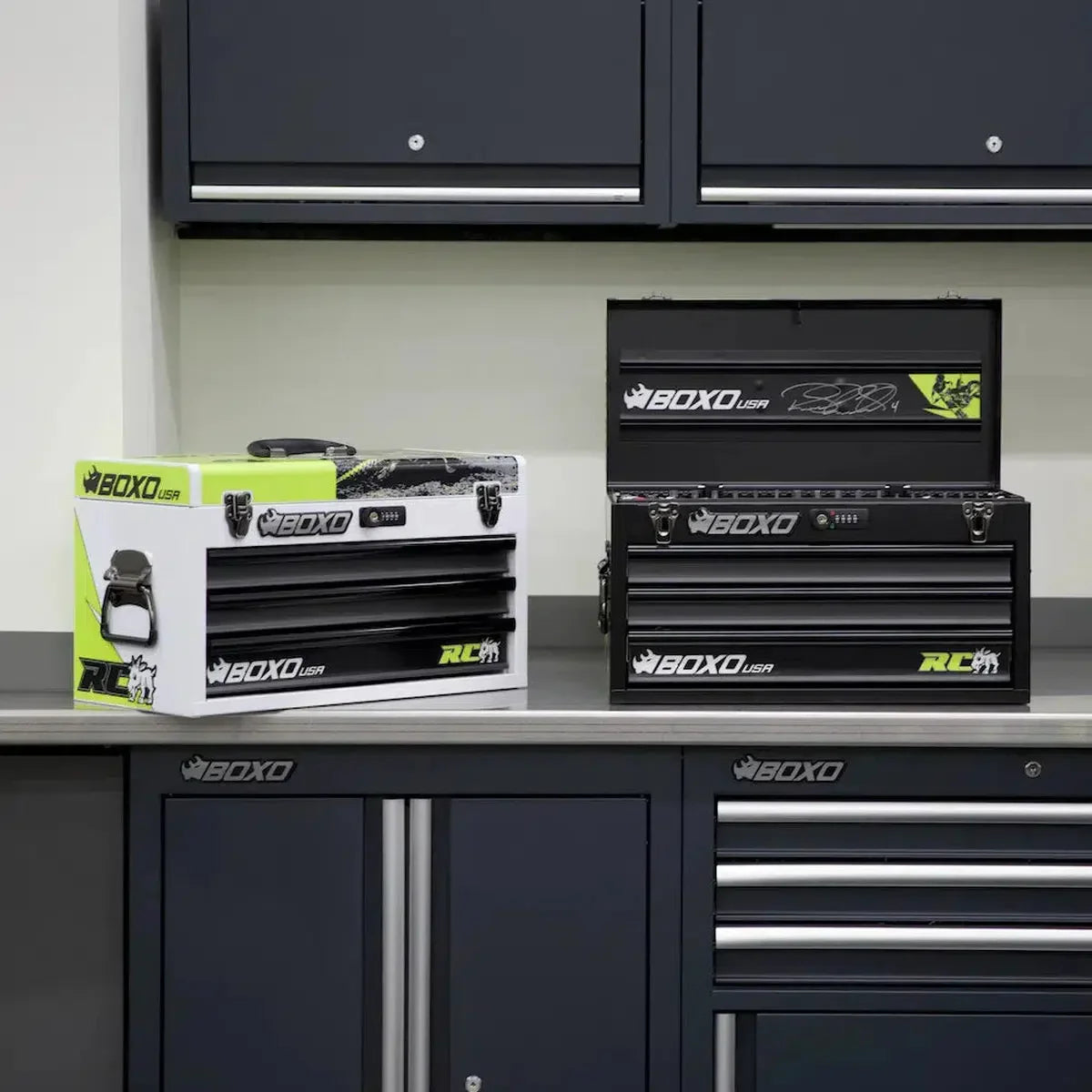 MotoBox | Ricky Carmichael 3-Drawer Portable Tool Box with 103-Piece Metric Motorcycle Tool Set