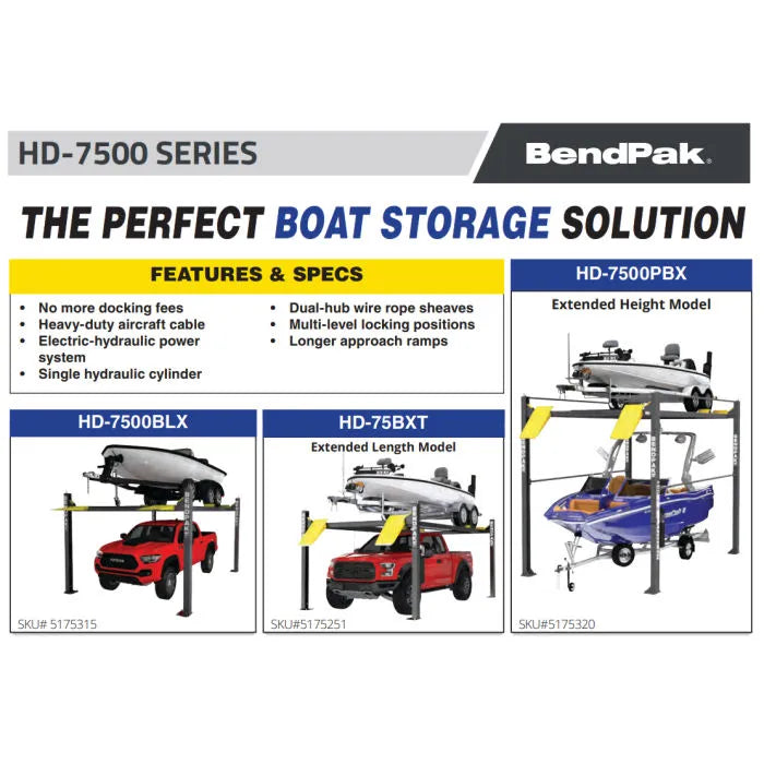 BendPak HD-7500PBX Vehicle & Boat Storage Lift 144" Rise