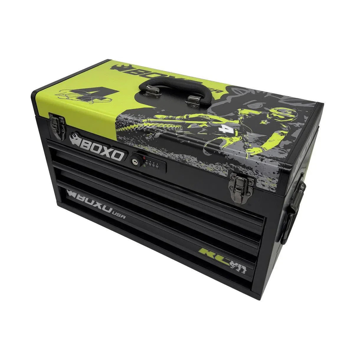 MotoBox | Ricky Carmichael 3-Drawer Portable Tool Box with 103-Piece Metric Motorcycle Tool Set