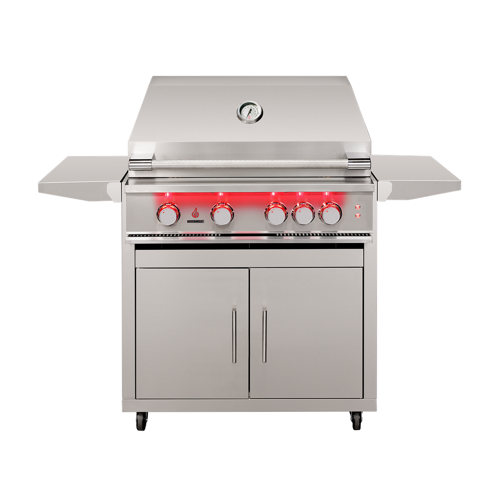TrueFlame 32-Inch 4-Burner Freestanding Gas Grill with Rear Infrared Burner and Grill Lights
