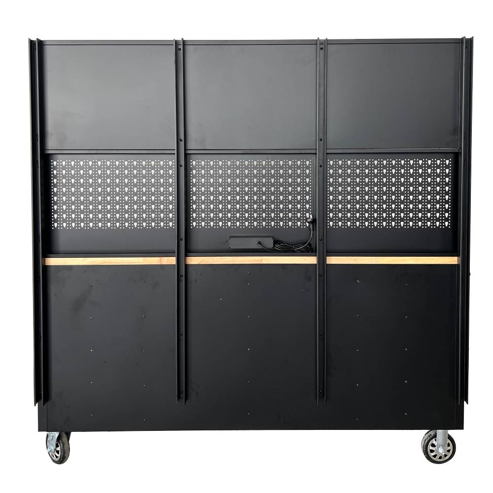 72" Rolling Tool Chest with Power Strip, Workbench, Upper Cabinets & Pegboard