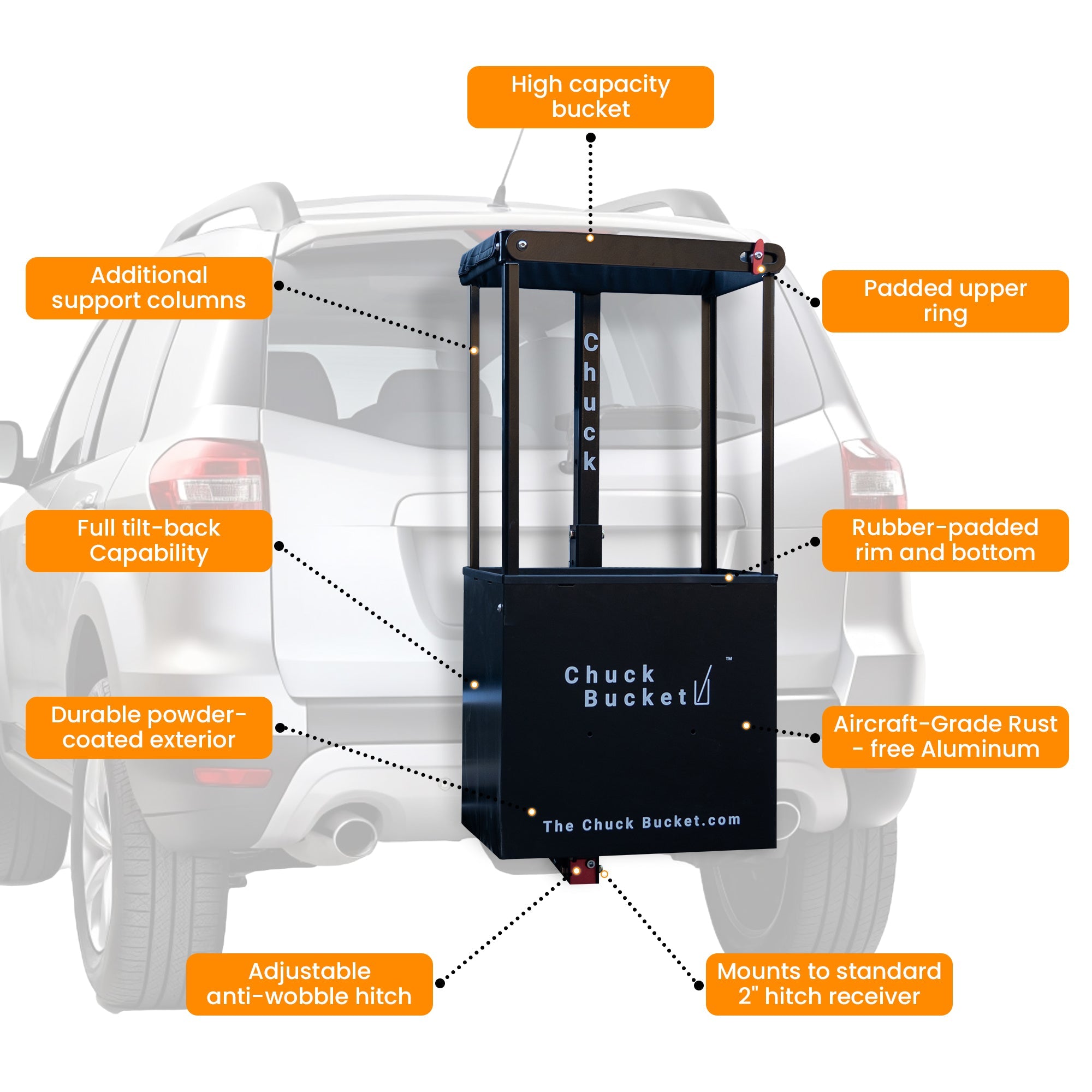 Chuck Bucket Hitch-Mounted Ski & Snowboard Carrier