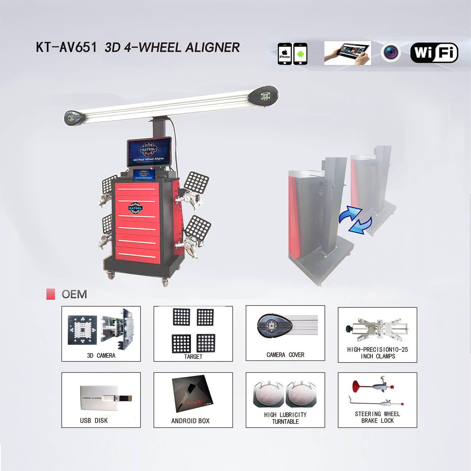 Katool AV651 3D Wheel Alignment Machine with Cabinet