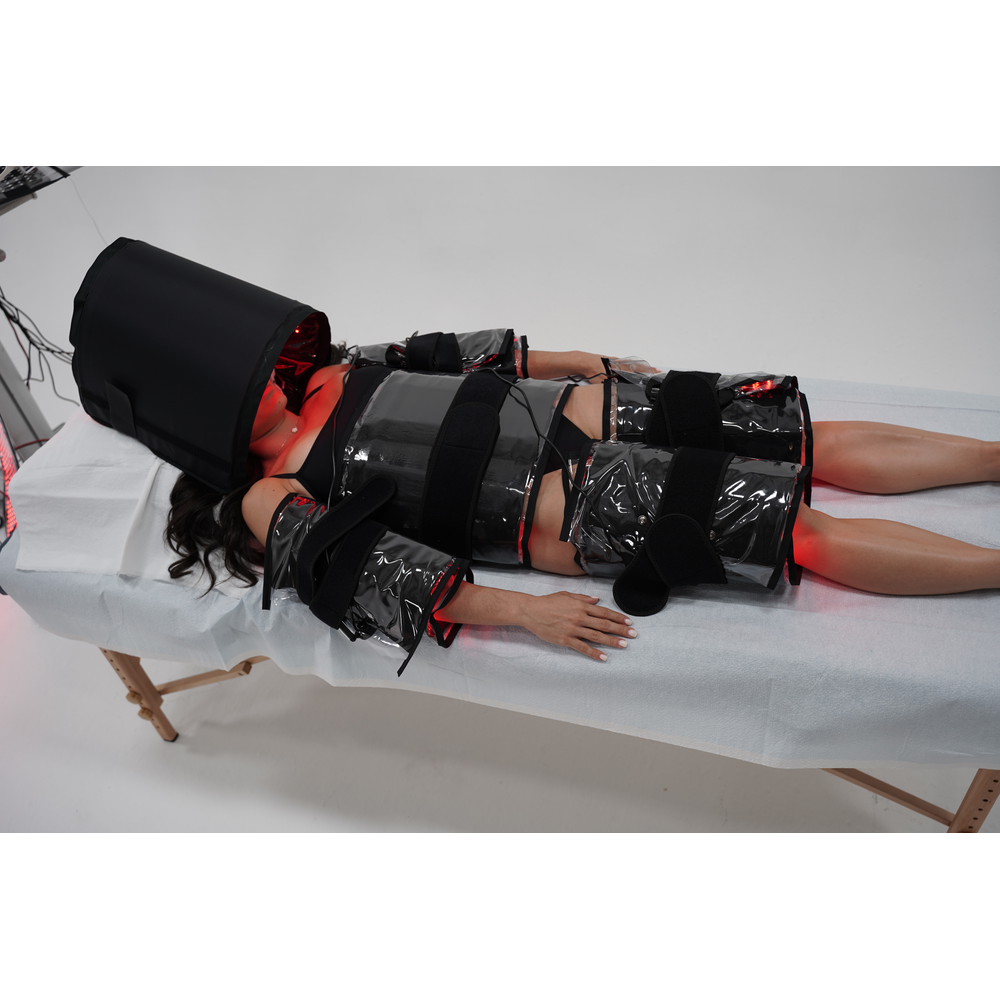 Full Body Red Light Therapy System 12,690 LED's in System. Includes 4 Pads 11" X 27", 2 Pads 11' X 16", 1 Face Dome, 1 Chin Pad