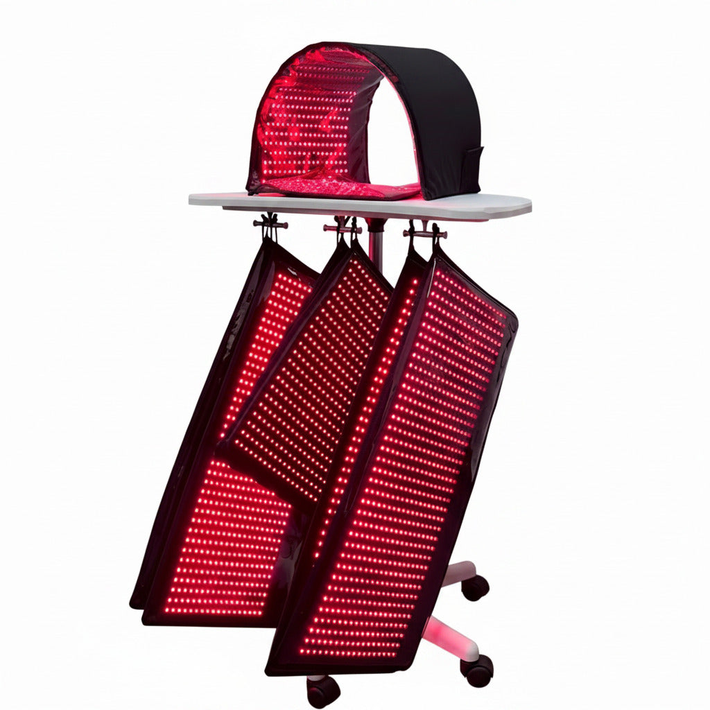 Full Body Red Light Therapy System 12,690 LED's in System. Includes 4 Pads 11" X 27", 2 Pads 11' X 16", 1 Face Dome, 1 Chin Pad