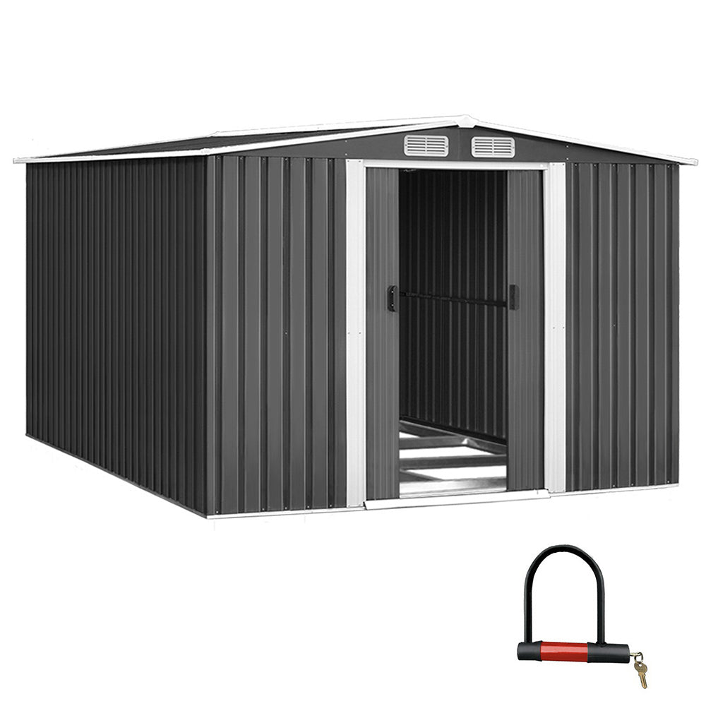 NNEDSZ Garden Shed Outdoor Storage Sheds Tool Workshop 2.58X3.14X2.02M with Base