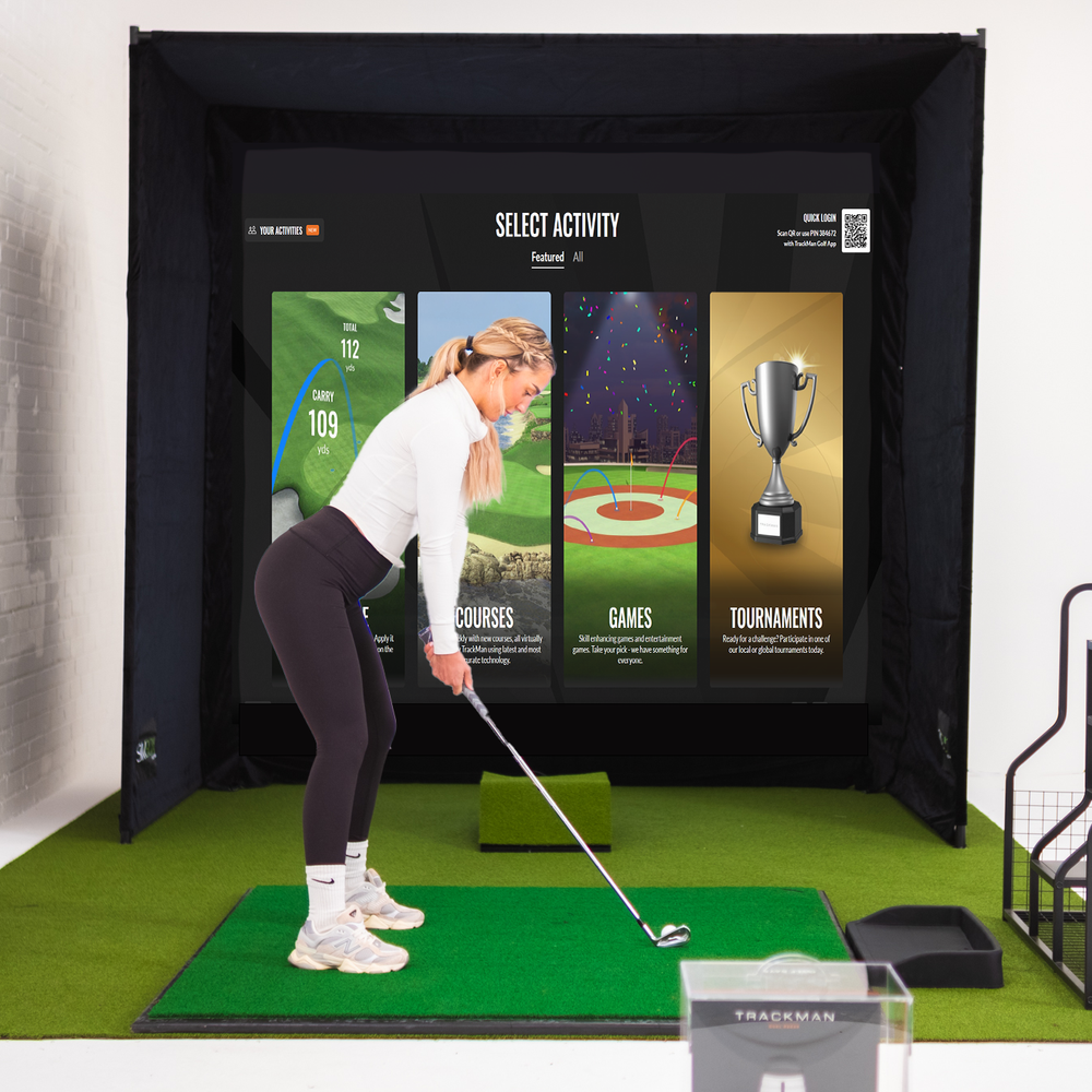 SimBox Golf Simulator Enclosure - 7 sizes, Pro + Impact Screen and Frame INCLUDES FREE SIDE BARRIERS