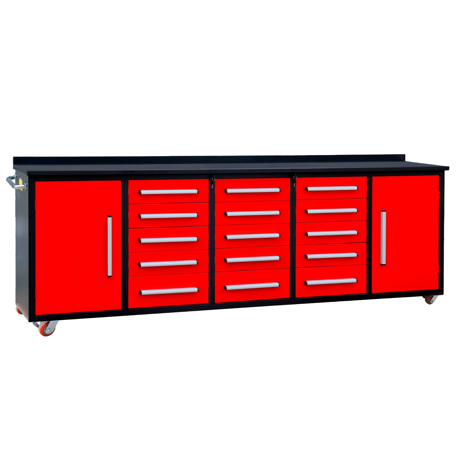 10ft 15-Drawer Storage Workbench with Wheels
