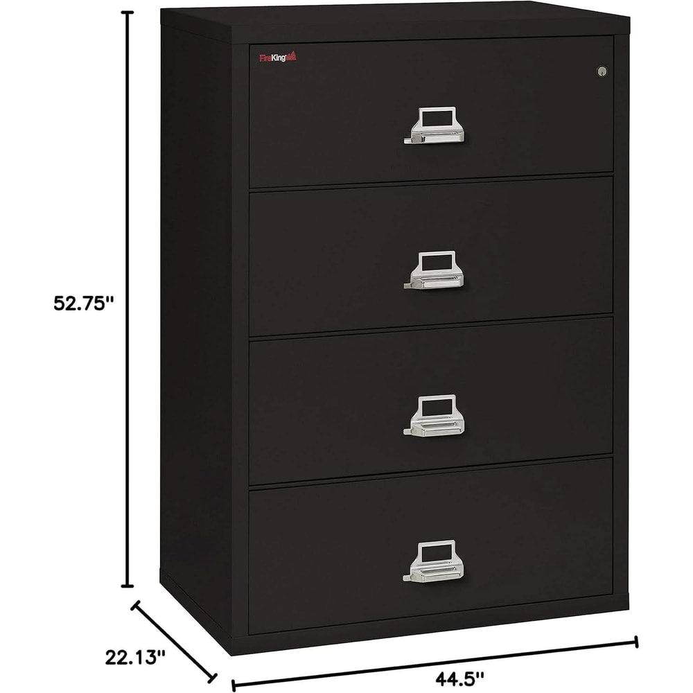 Lateral 4 Drawer Fire Safe File Cabinet With Key Lock Black