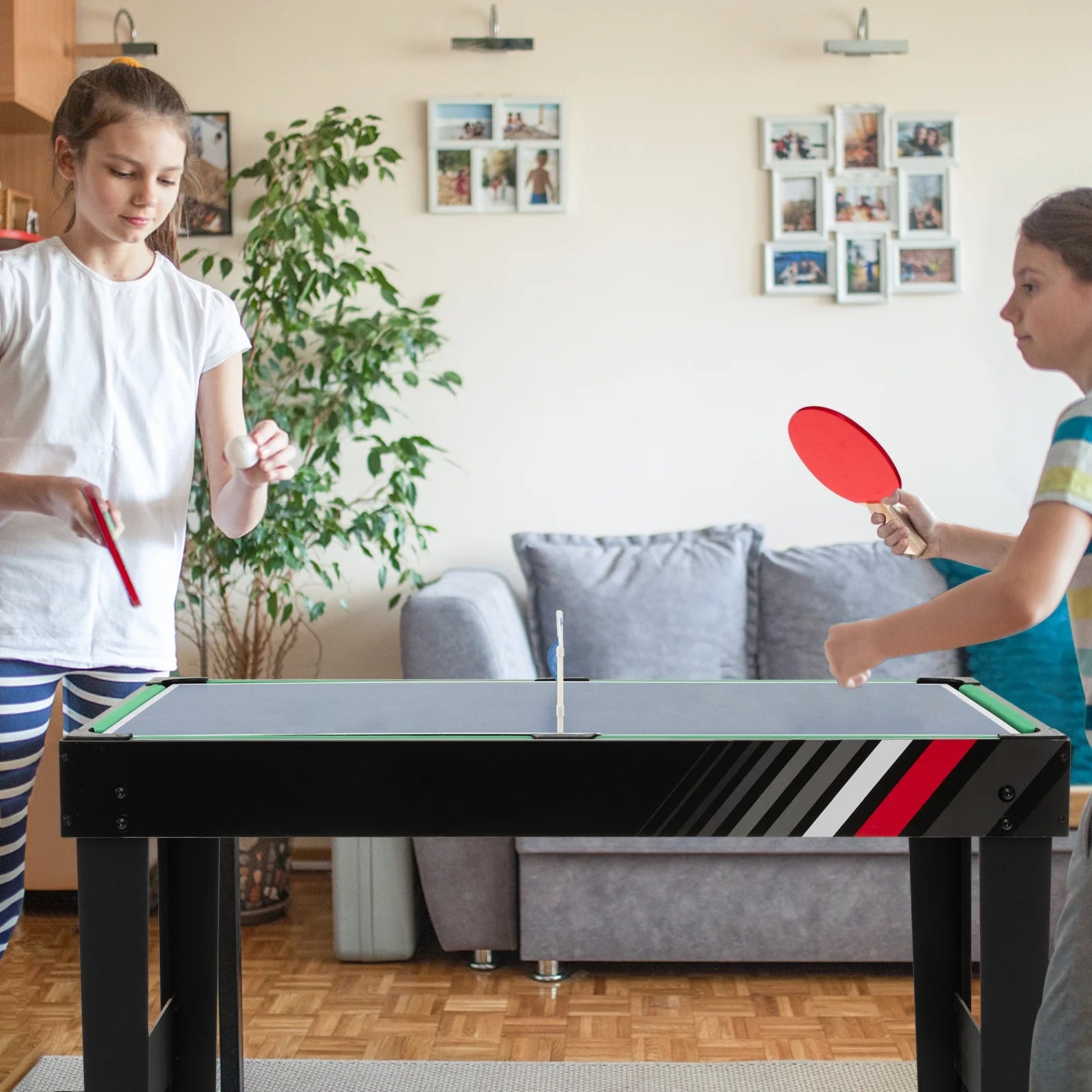 4-In-1 Combo Game Table 49" Foosball with Pool Billiards Air Hockey Table Tennis