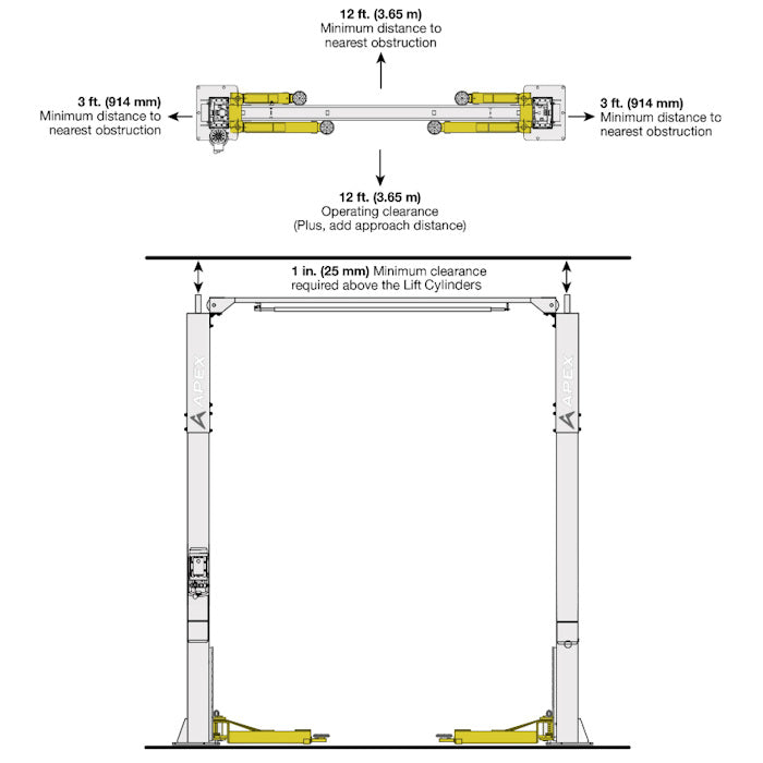 APEX AL10C Clearfloor Two Post Car Lift