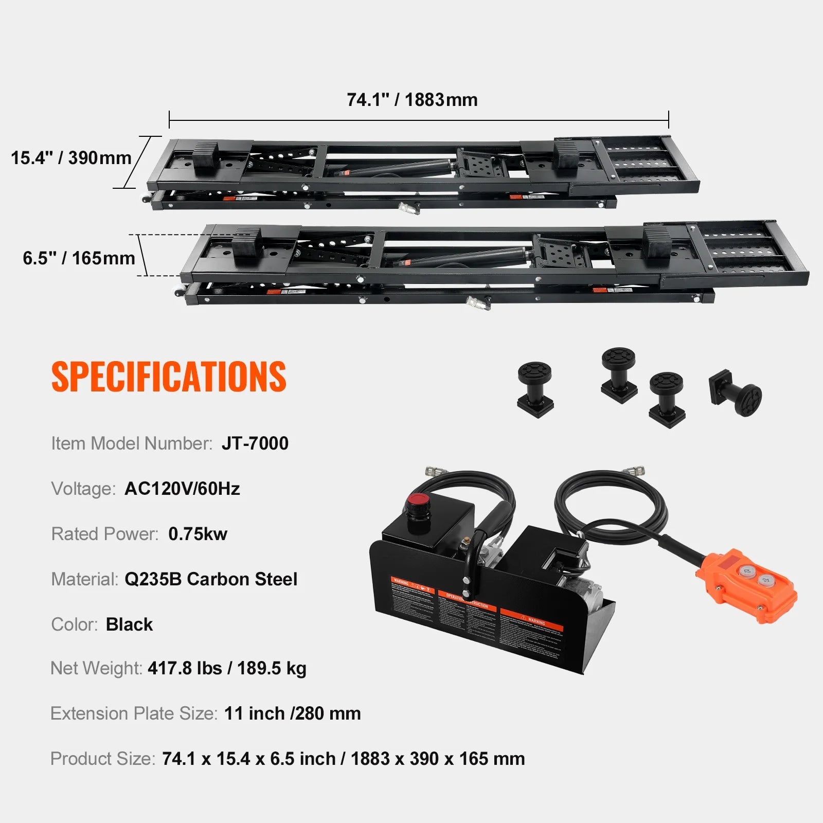 Portable Car Lift 7000 LBS Automatic Car Lift System Jack for Home Garage