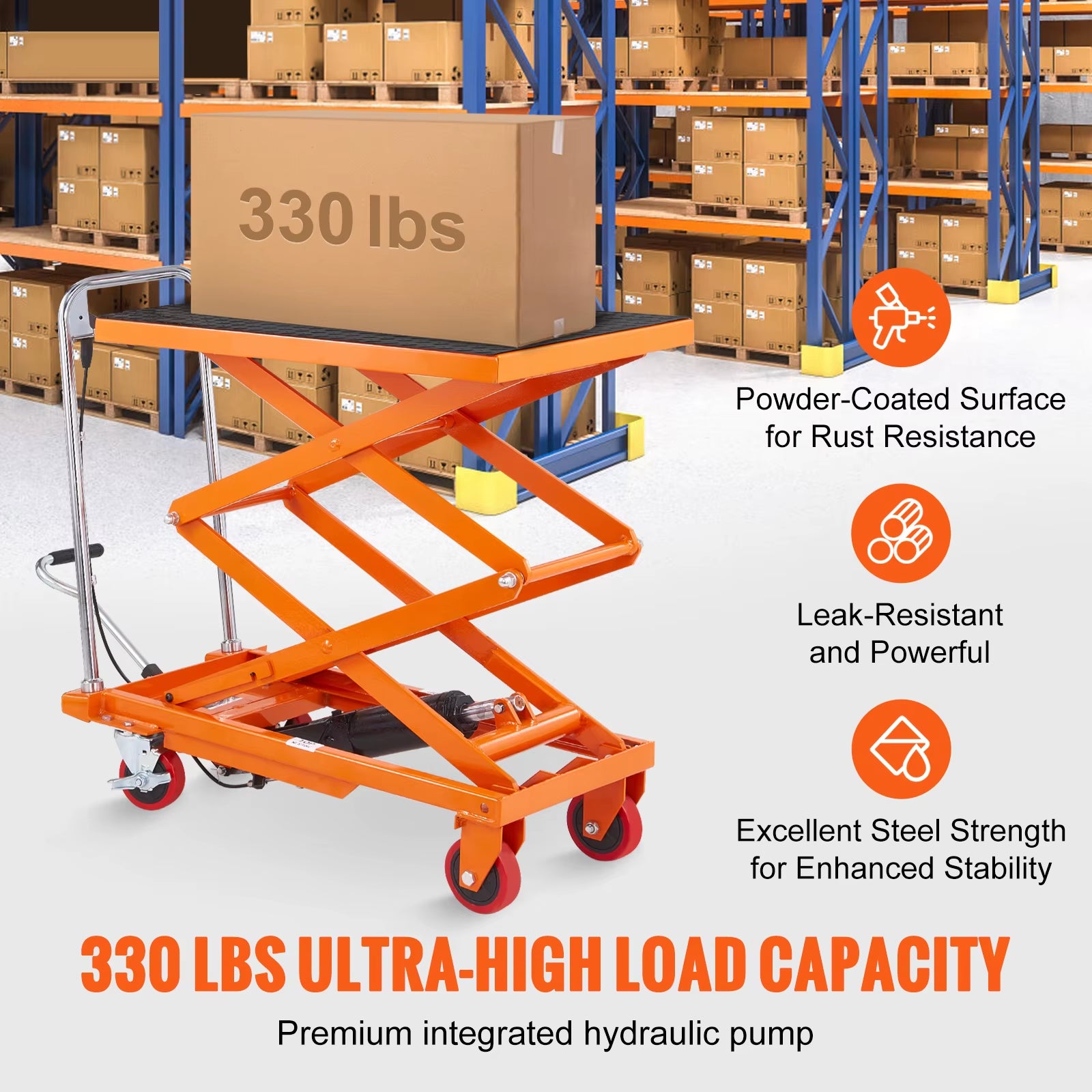 330/770/1760Lbs Lifting Platform Hydraulic Car Lift Table Cart Heavy Duty Double Shear Wheelbarrow for Repair Motorcycl