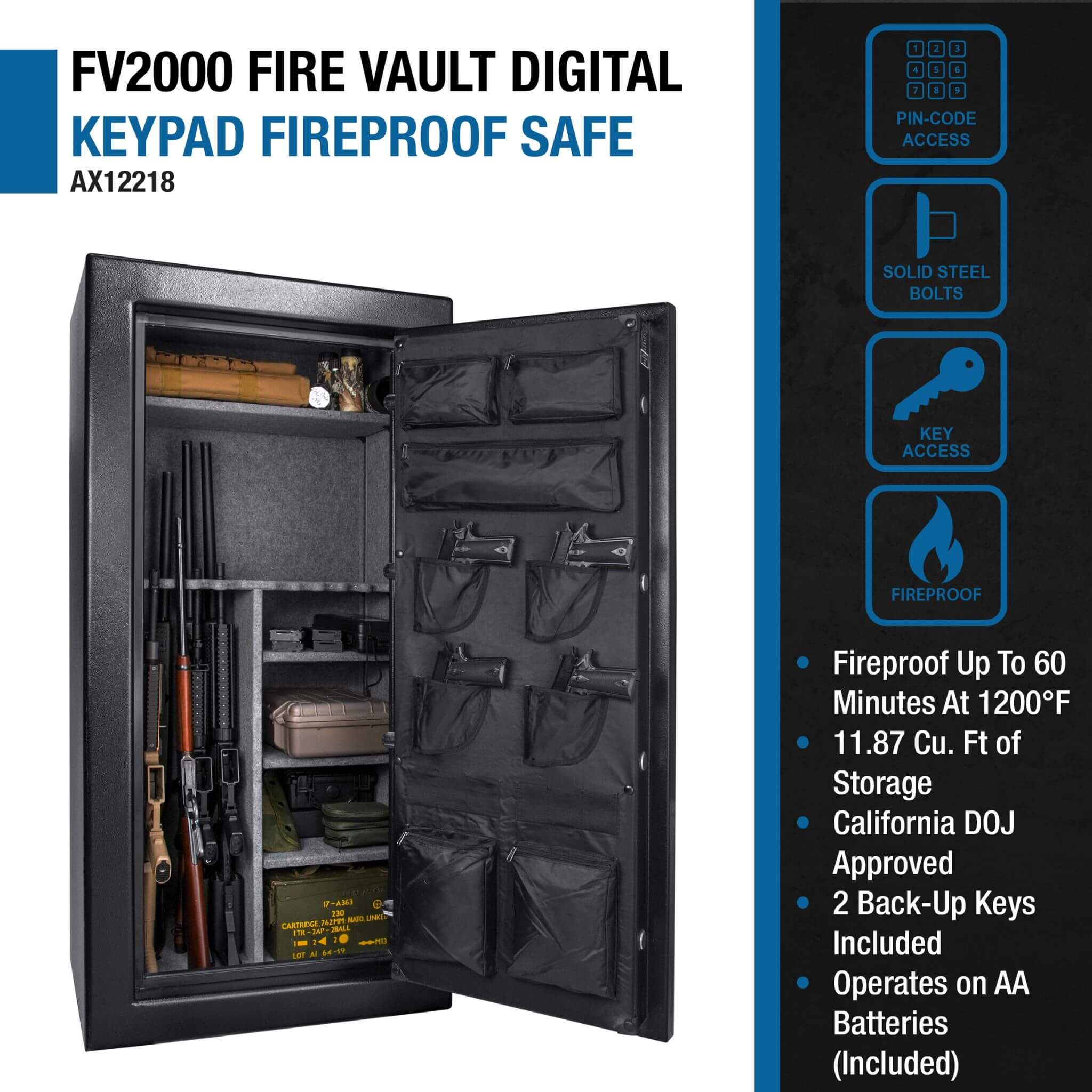 Barska 1.87 CF Heavy-Duty Extra-Large Industrial Steel Fireproof Safe Vault With Digital Keypad